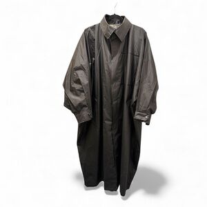 Vintage Latex-like PVC Raincoat / Trench Coat (Oversized + Dramatic Length)